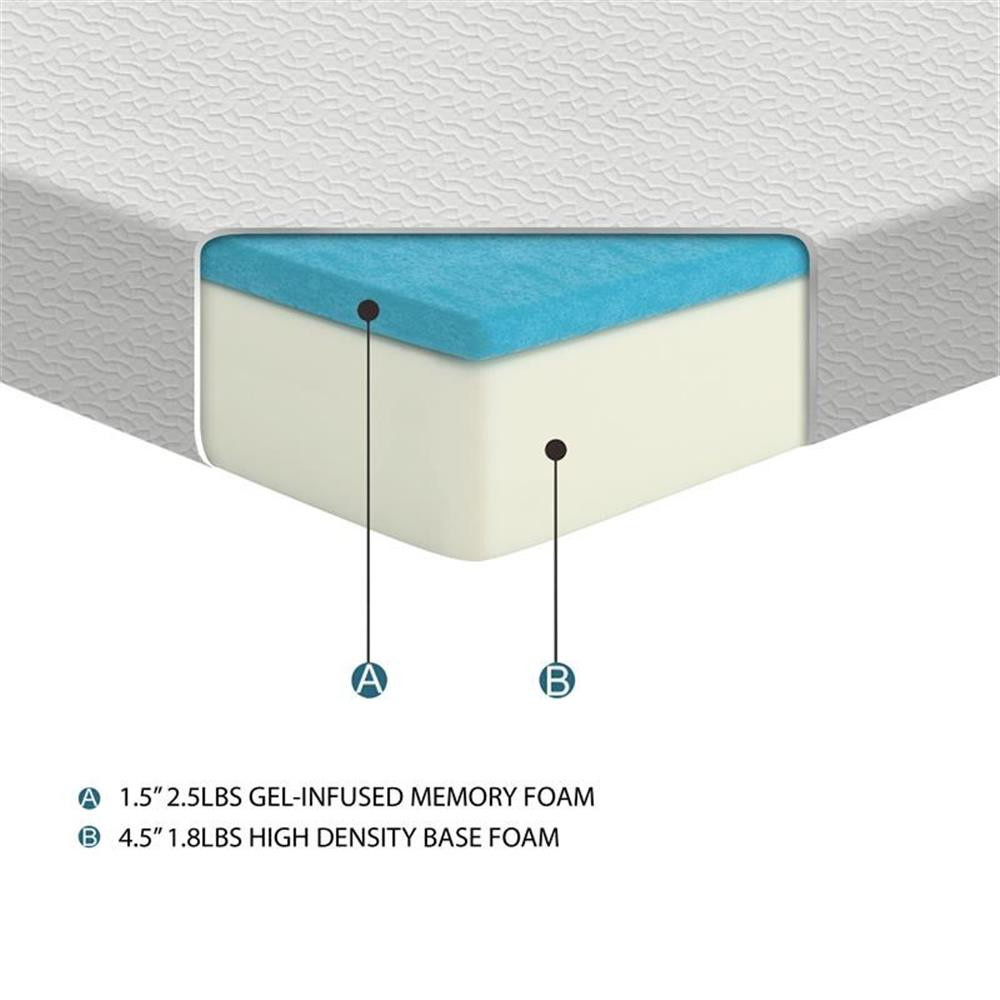 Pemberly Row 6″ Modern Fabric Full Gel Memory Mattress in White