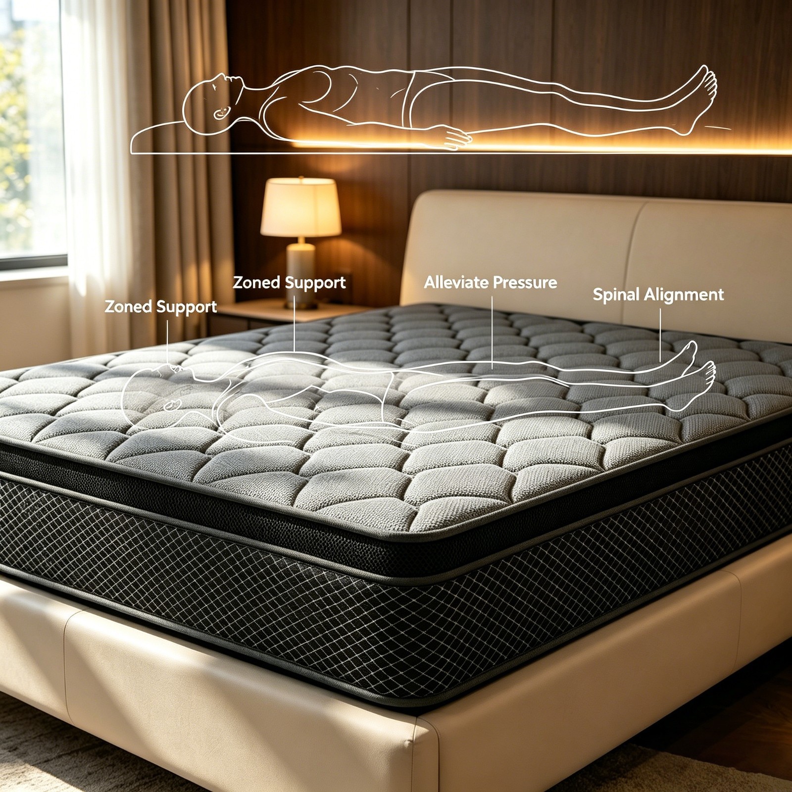14» Gel Memory Foam Mattress Hybrid Pocket Spring Queen Bedding In A Box