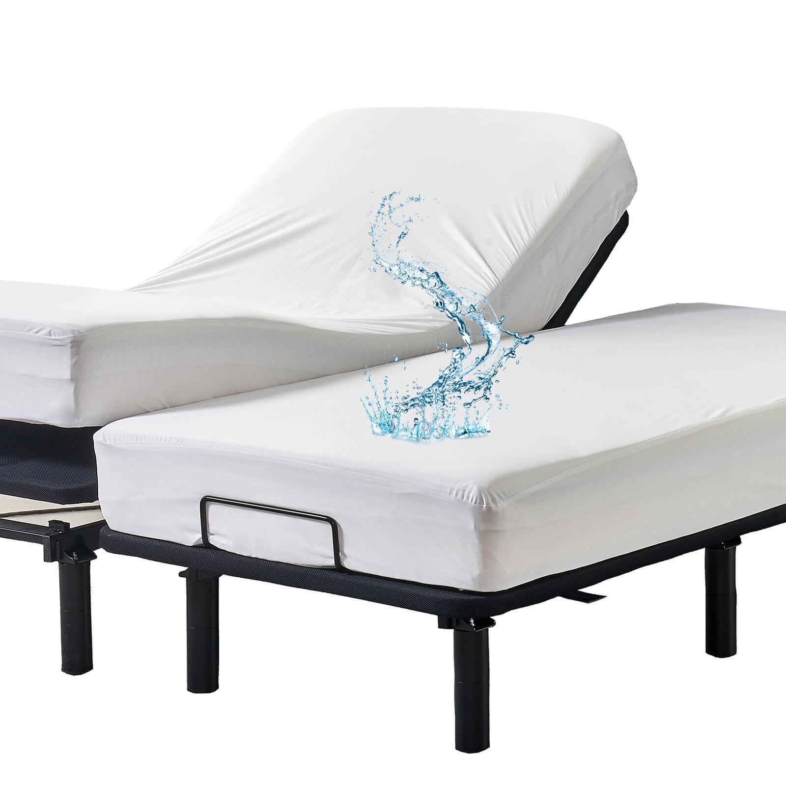 Waterproof Split King Mattress Protector for 2x(39×80), White