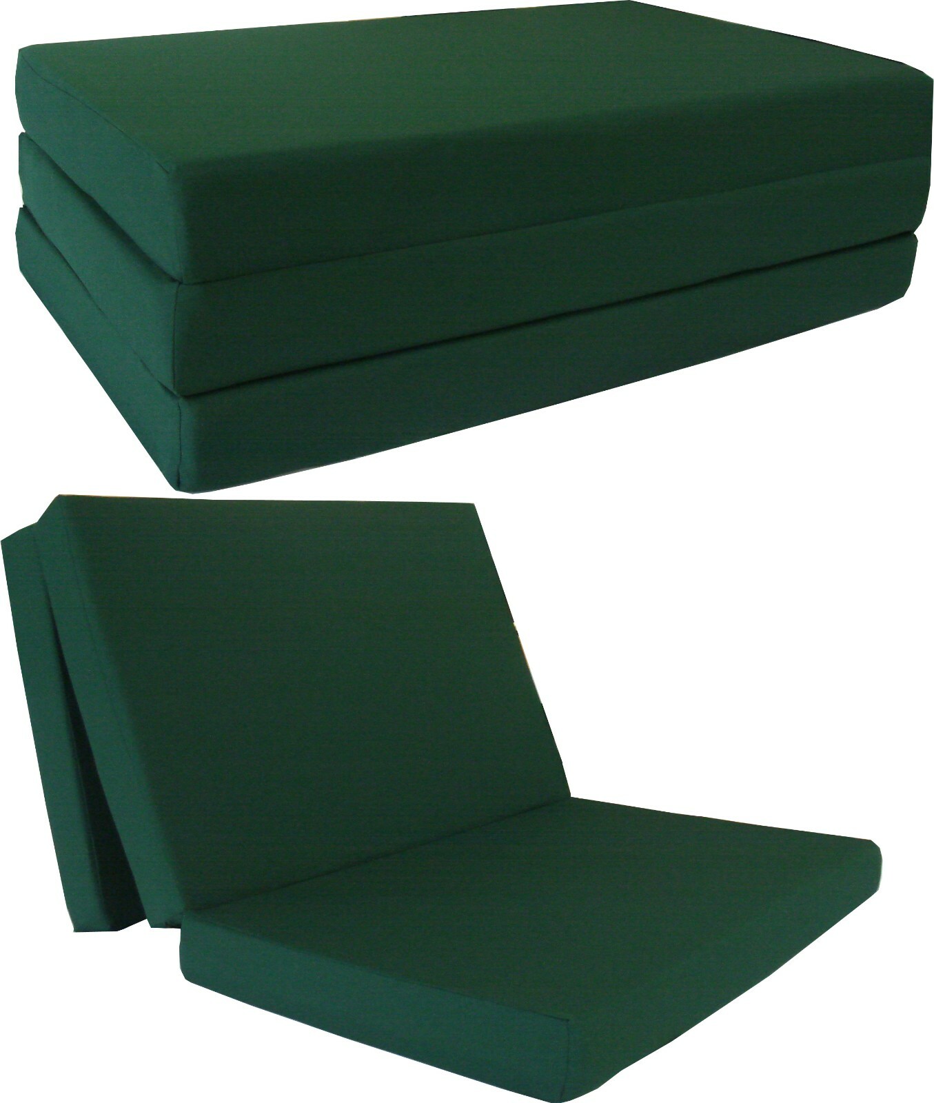 Twin Shikibuton Trifold Foam Beds, Foldable Mats, Cushion Seats 4x39x75 Hunter
