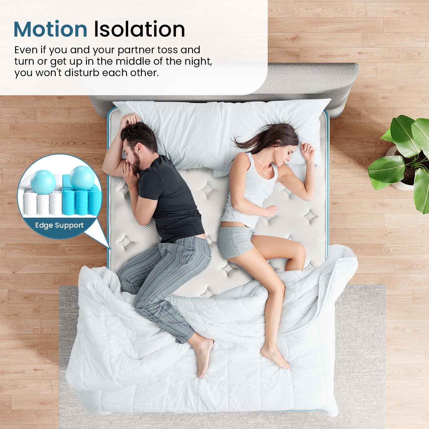 Queen Mattress 12 Inch, Pocket Spring Hybrid Queen Size Mattress in a , Memor…