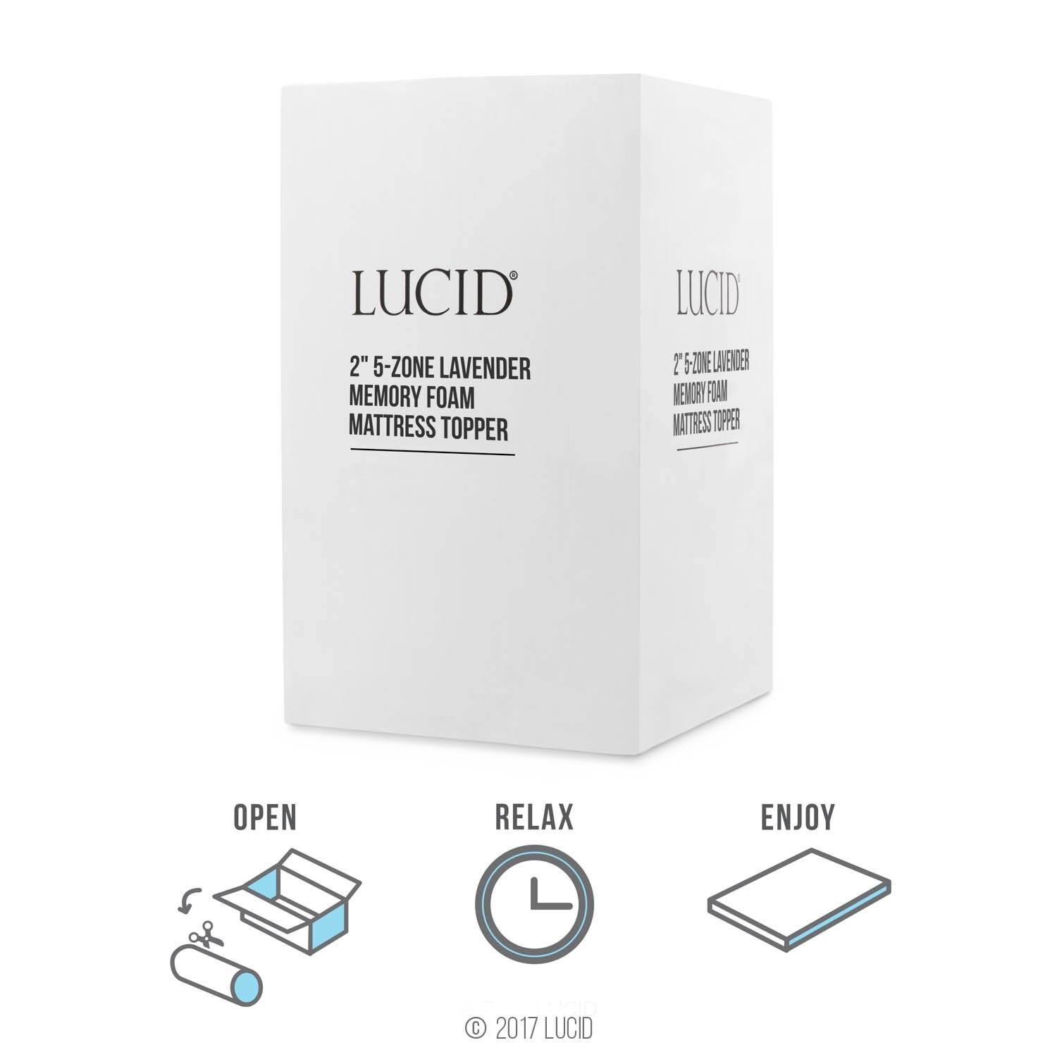 LUCID 2 Inch 5 Zone Lavender Memory Foam Full Mattress Topper