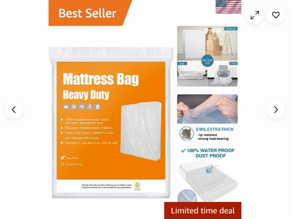 2-Pack 5 Mil Transparent Mattress Bags for Twin/Full Heavy Duty BYSURE