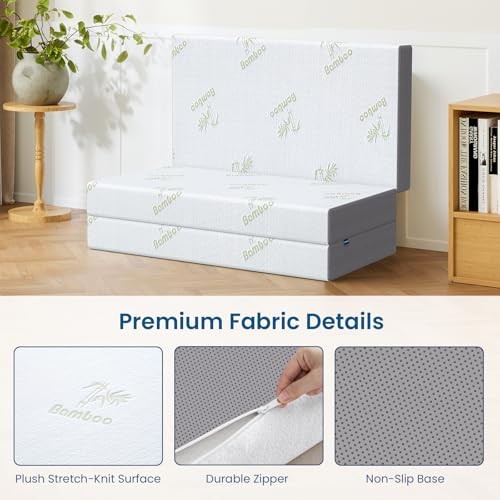 Trifold Mattress Size, 6 Inch, Portable Folding Mattress with Memory Queen