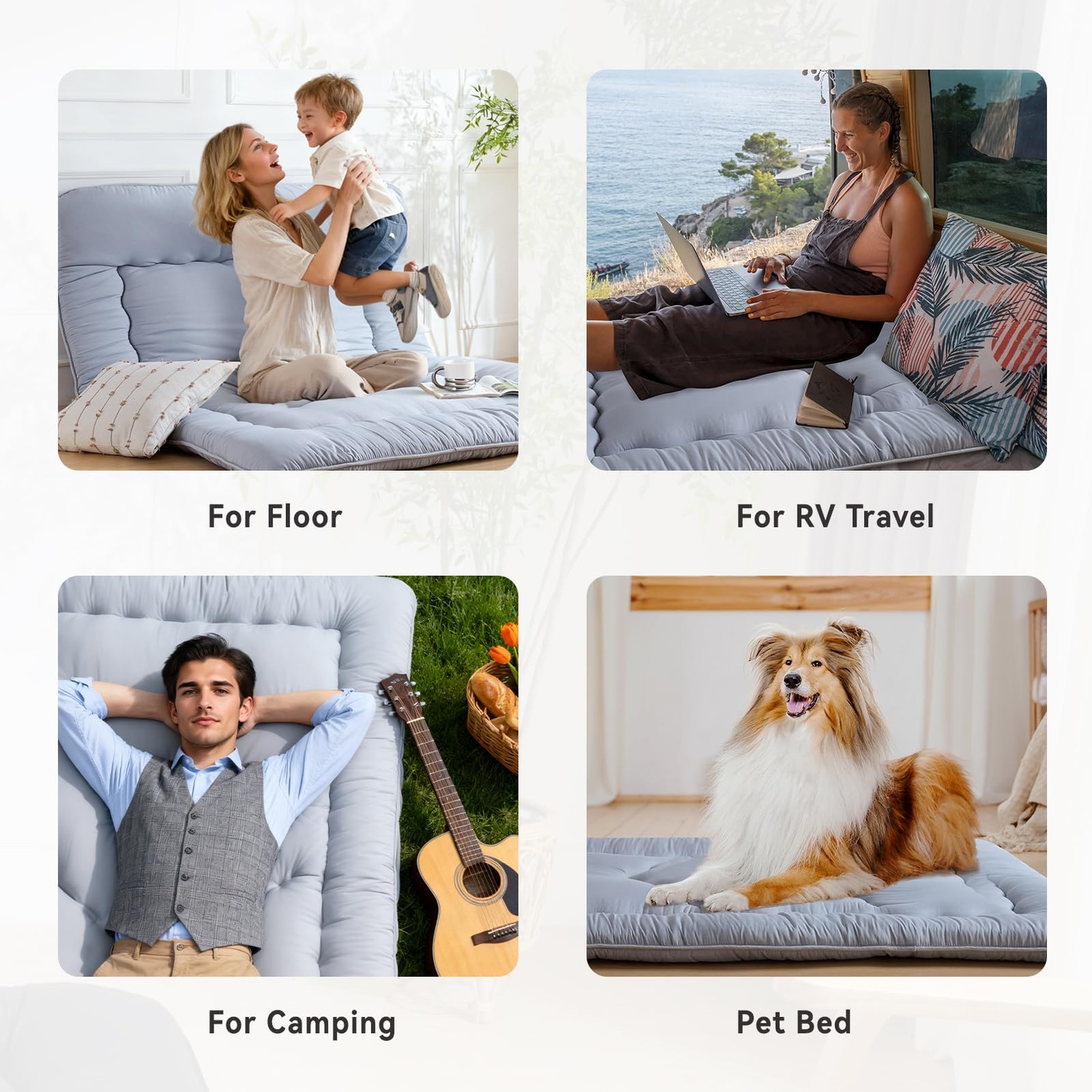 Japanese Floor Mattress, 4 Thicken Futon Mattress Tatami Mat, High Density Foam
