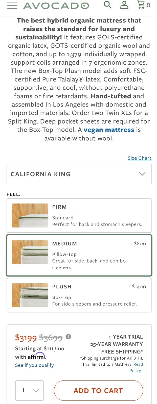 Avocado Green Mattress With Medium Pillow Top Cal King Size