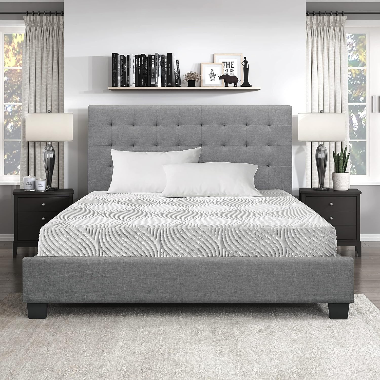 Pelham 10″ Gel-Infused Memory Foam Mattress, Cal King, Medium Firm, Soft Cover