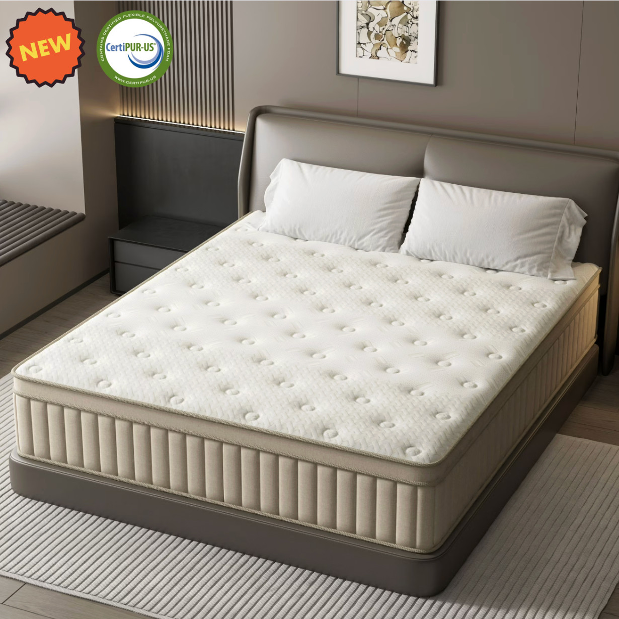 Colchón Full Híbrido 12” Gel Memory Foam Firme Medio / Full Hybrid Mattress