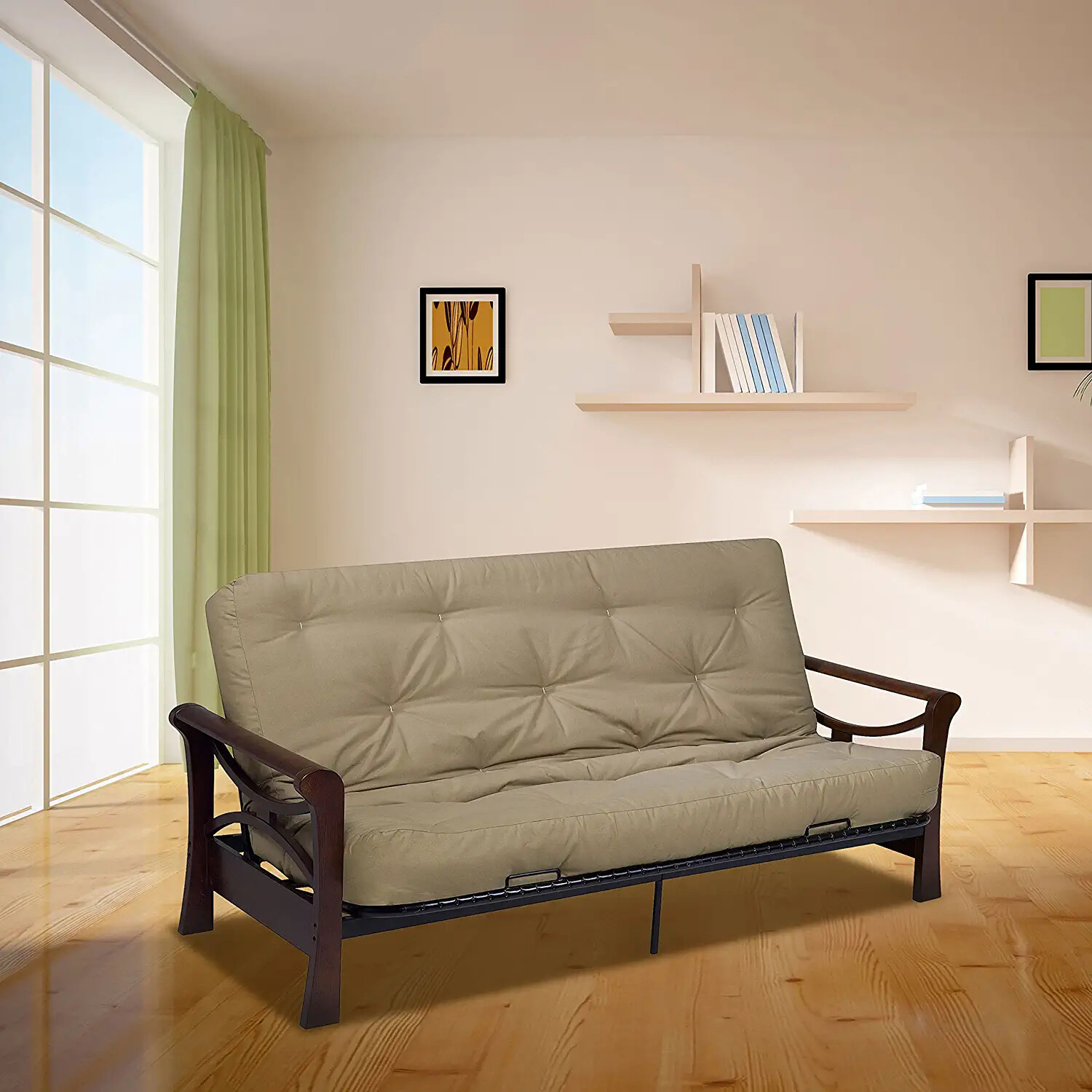 Serta Cypress 8″ Queen Futon Mattress Double Sided Innerspring Khaki