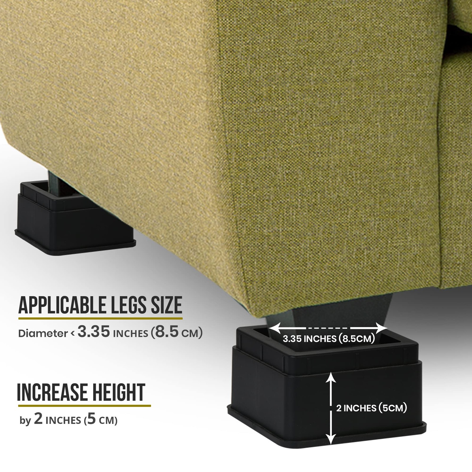 Utopia Bedding Bed Risers 2 Inch – Pack of 8 – 2 (Pack 8), Black
