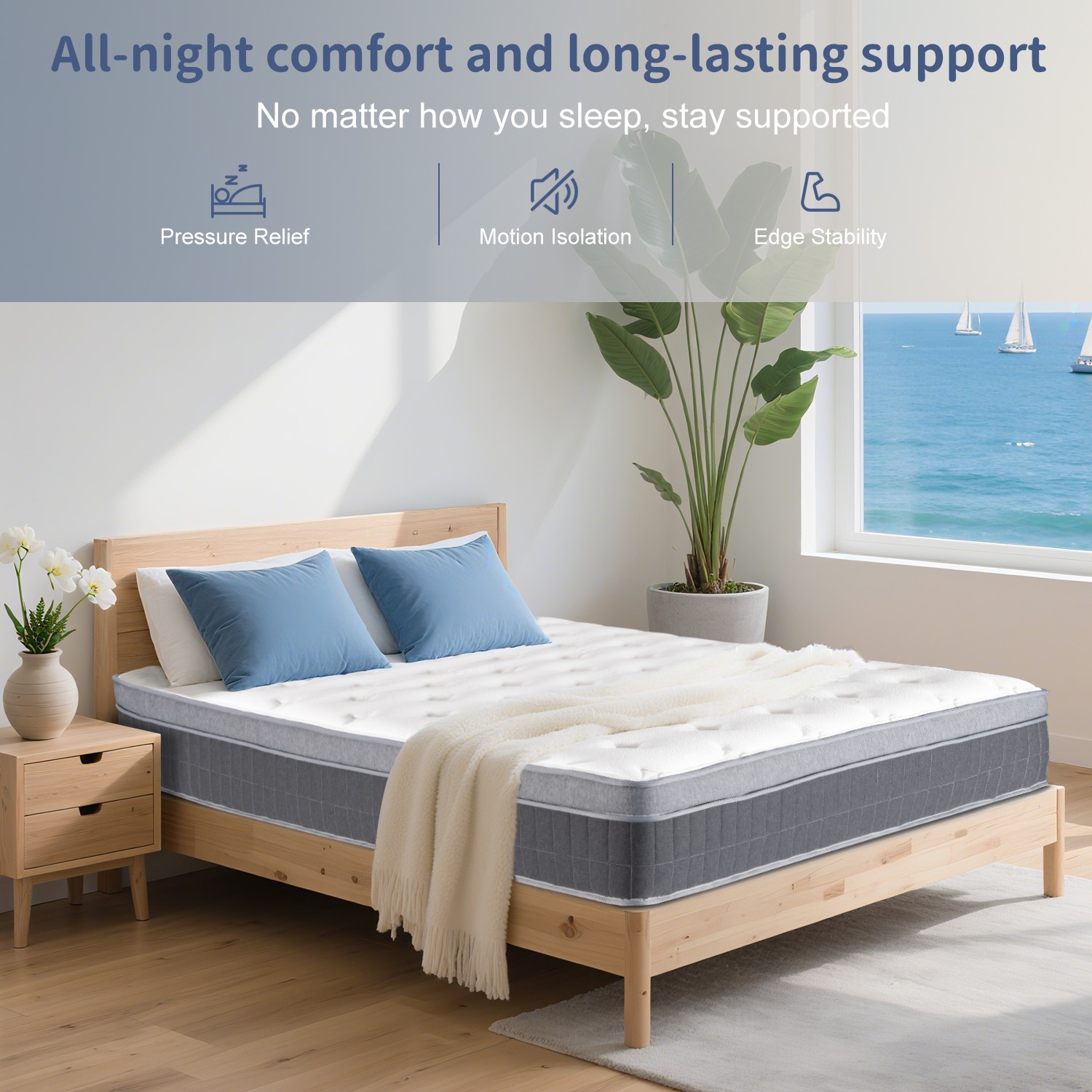 12″ 14″Gel Memory Foam Mattress Full Queen King Size Hybrid Spring Bed Mattress