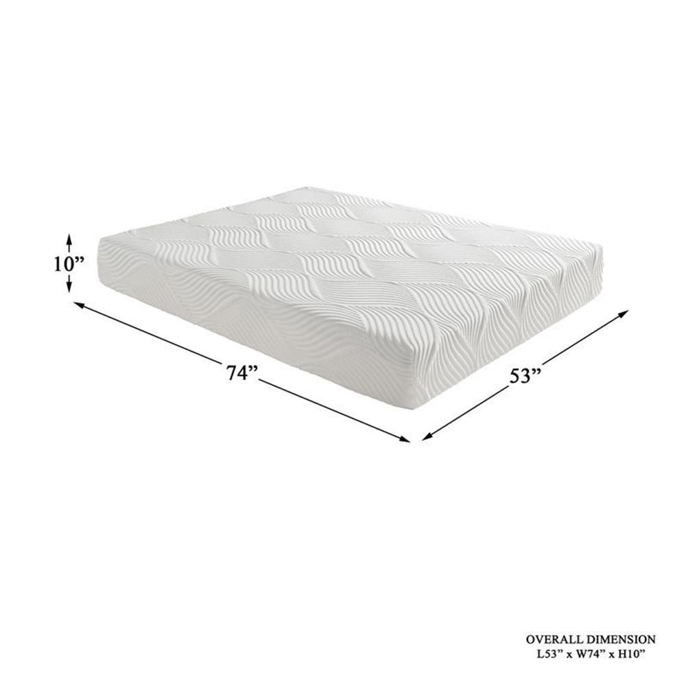 Pemberly Row 10″ Modern Fabric Full Gel Memory Mattress in White