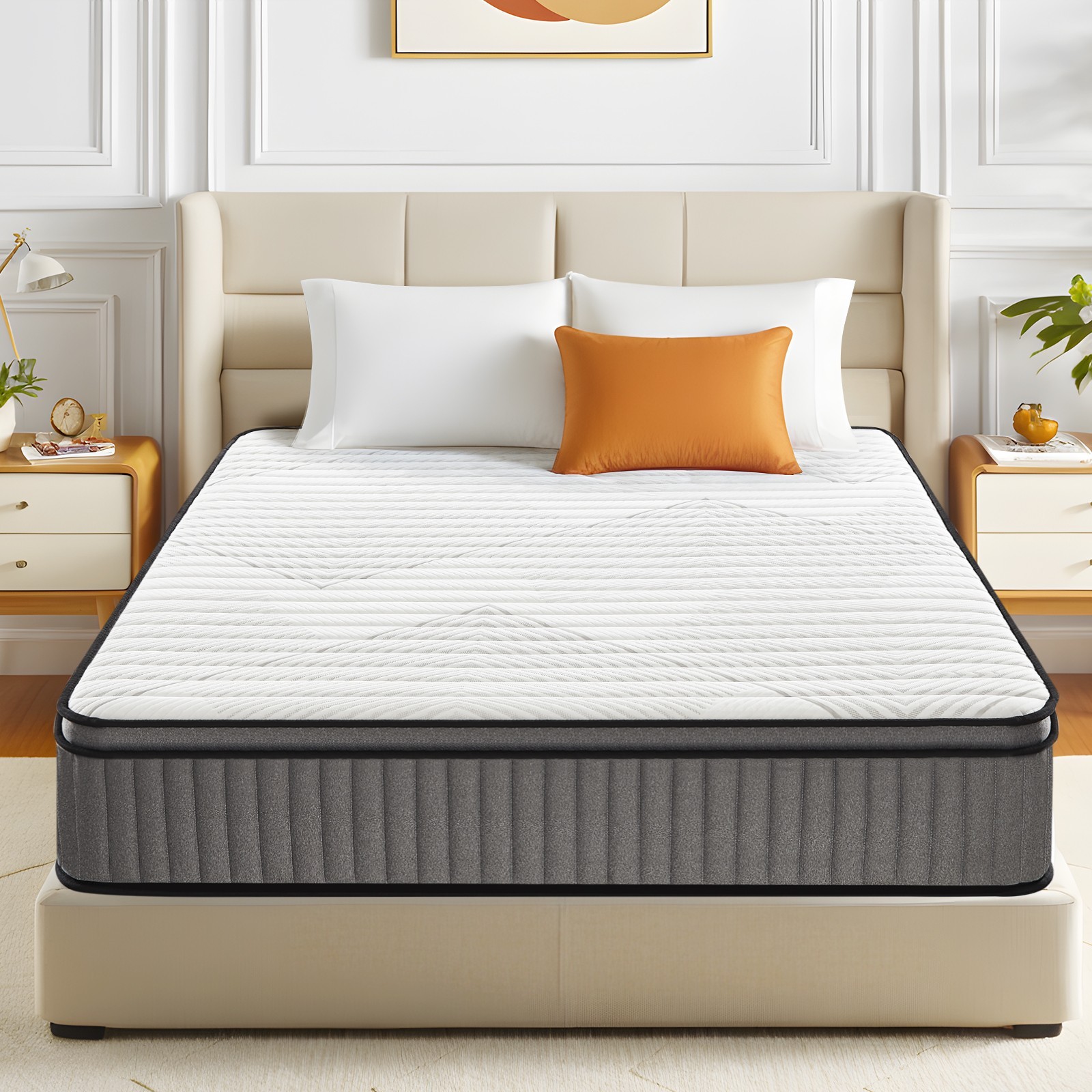 Hbaid 10″ 12″ Pocket Spring Hybrid Mattress, Twin Txl Full Queen King Size