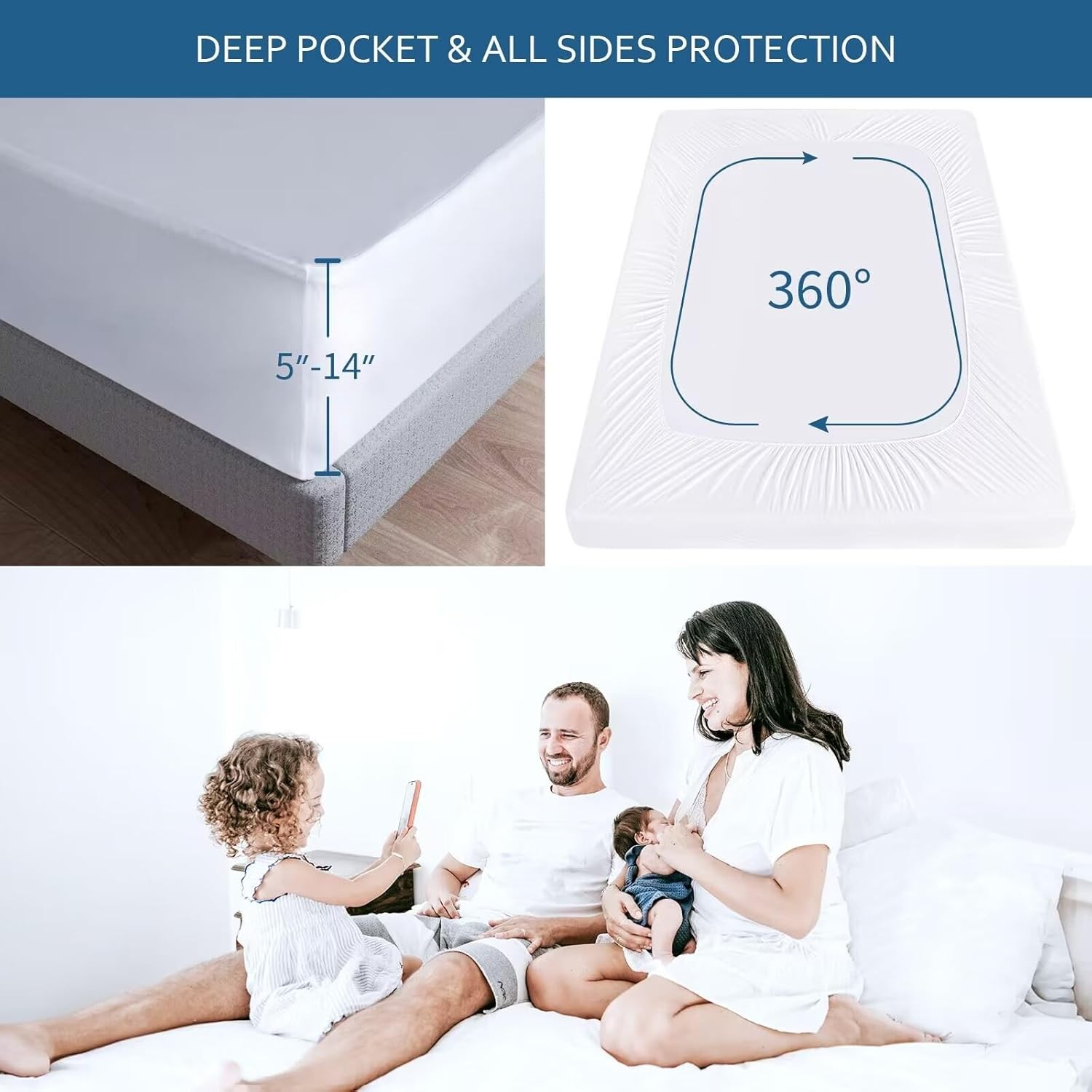 Waterproof Mattress Protector Twin Size,Mattress Cover Protector, Twin, White