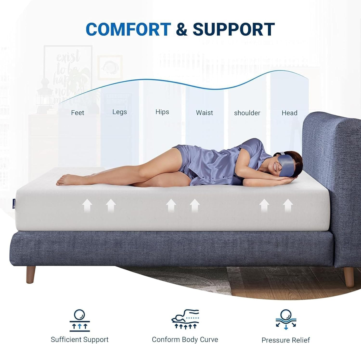 Queen Mattress, 12 Inch Queen Memory Foam Mattress in a Box for Refresh Sleep &