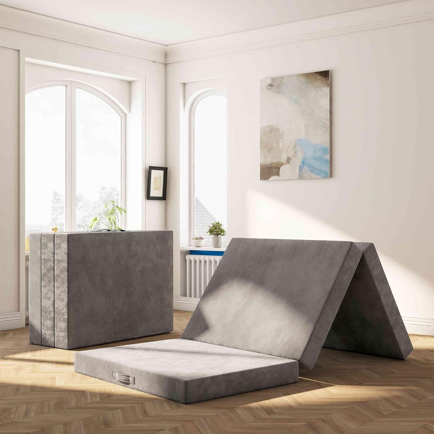 Portable Tri-Fold Memory Foam Mattress with Washable Cover for Guests & Travel