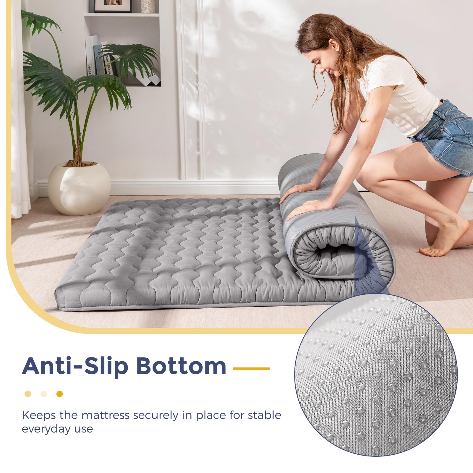 3″ Thick Twin Size Japanese Floor Futon Mattress – Foldable Portable Sleeping Pa