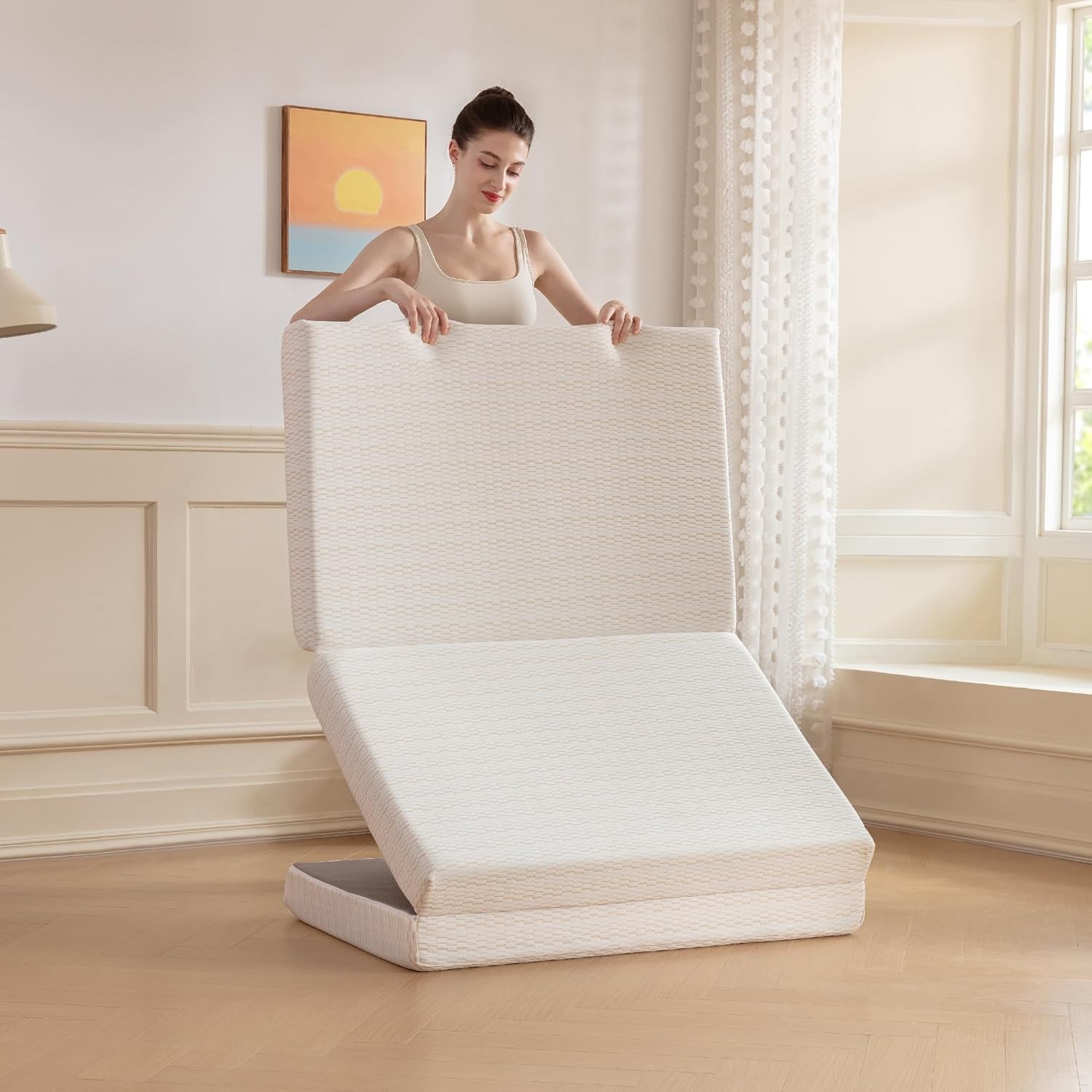 Folding Mattress, 3 inch Twin XL Tri-fold Memory Foam Mattress Foldable Mattress