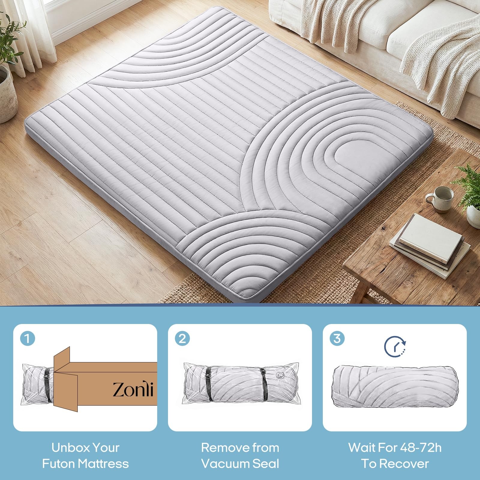 Japanese Floor Mattress Futon Mattress Twin Size, Thicken Roll Up Tatami Mat …