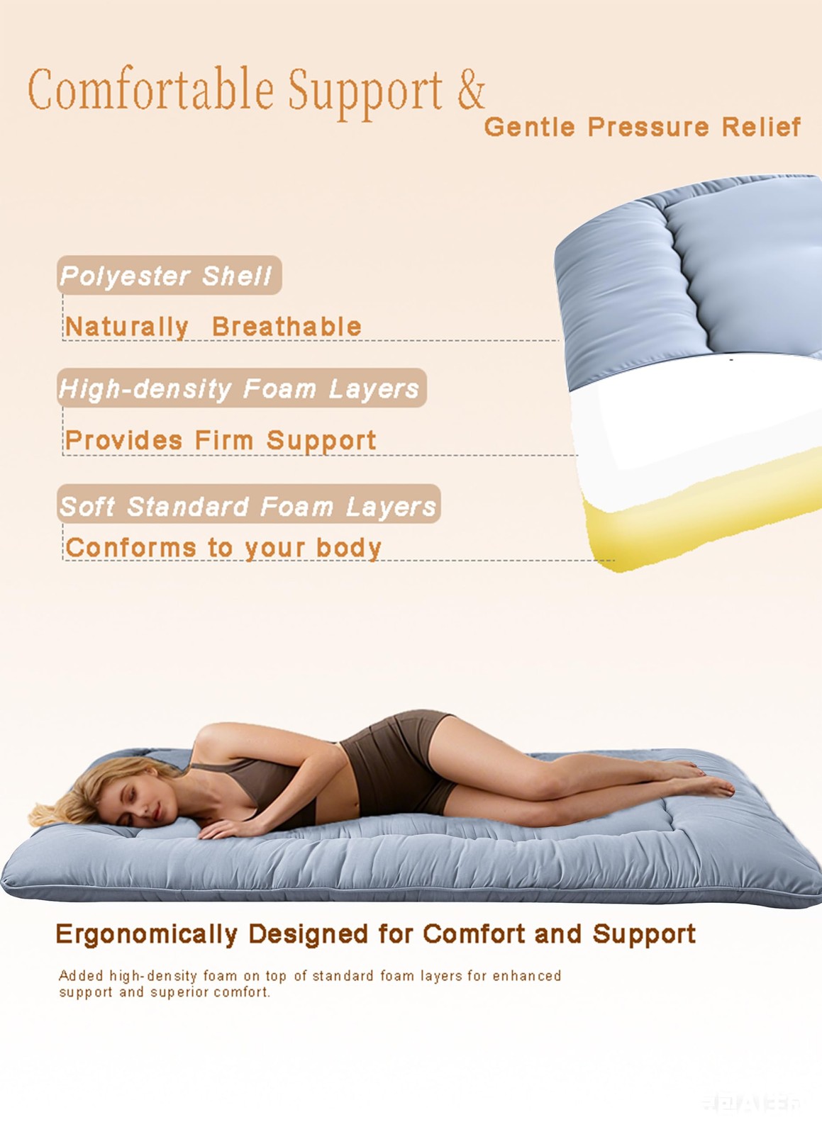 Japanese Floor Mattress, 4 Thicken Futon Mattress Tatami Mat, High Density Foam
