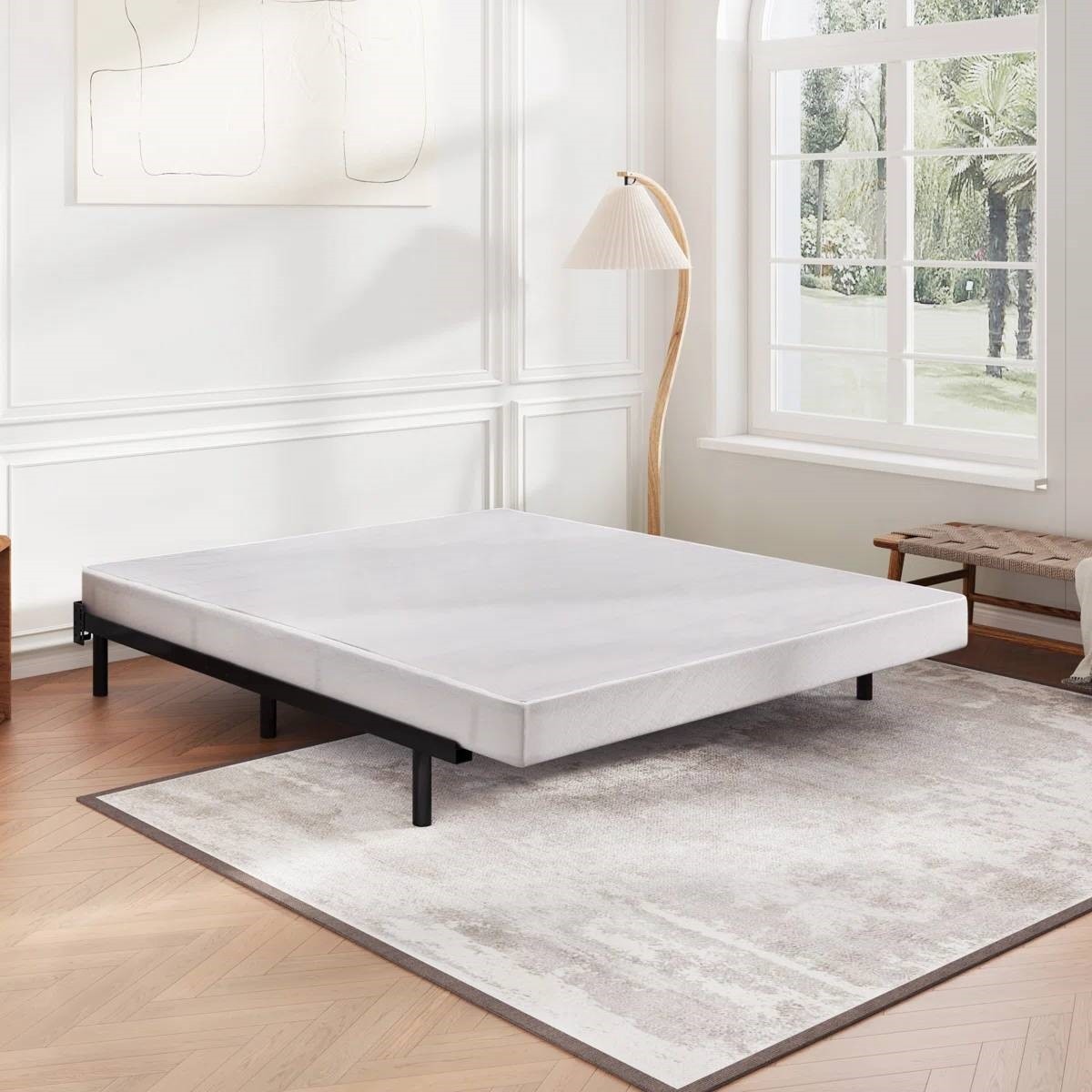 Queen 5in Low Profile Metal Box Spring Mattress Foundation with Cover