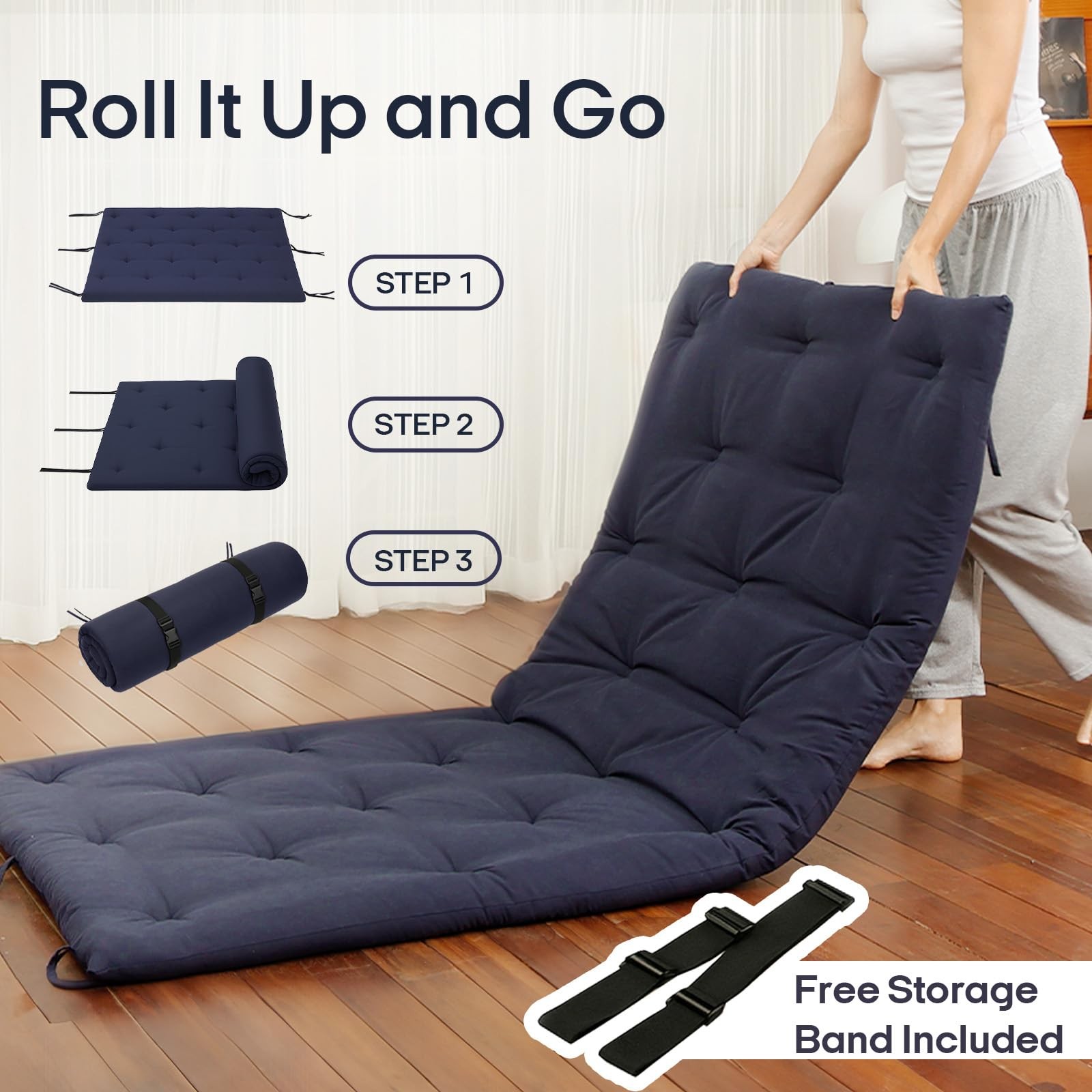 Water Resistant Japanese Futon Mattress, Full Size 75″x54″, 2.5 Inch Thick Ja…
