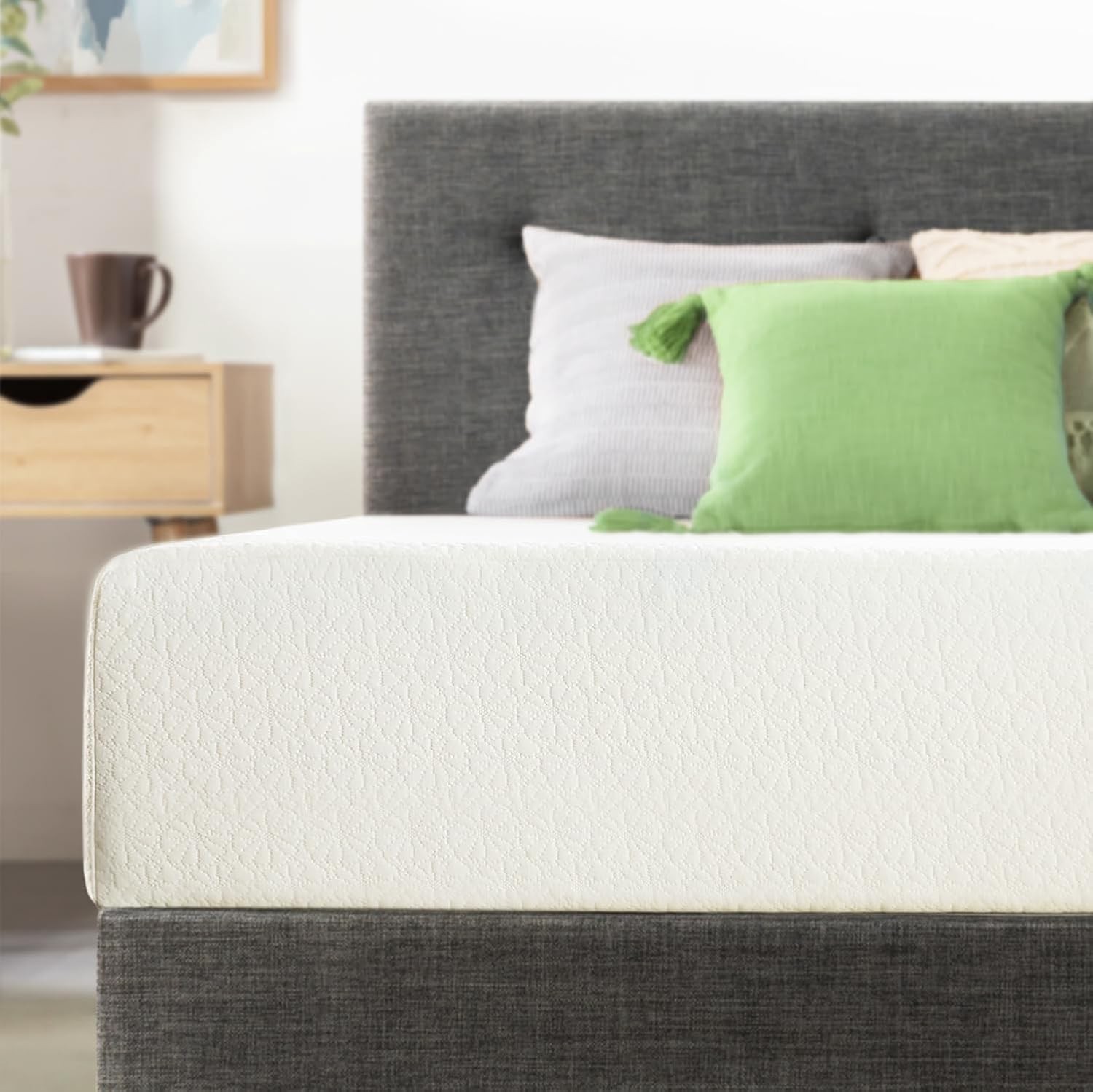 8 Inch Full Mattress Bed-In-A-Box Green Tea Memory Foam White