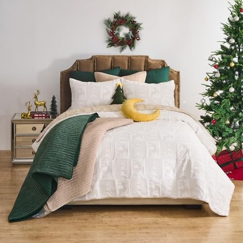 Greenland Home Novelty Holiday Reversible 3-Piece Full/Queen Reindeer Games