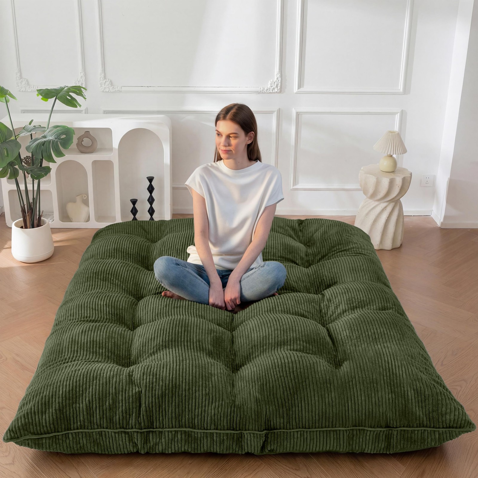 6″ Japanese Floor Mattress, Foldable Futon Mattress Full Size, Tufted Roll Up…
