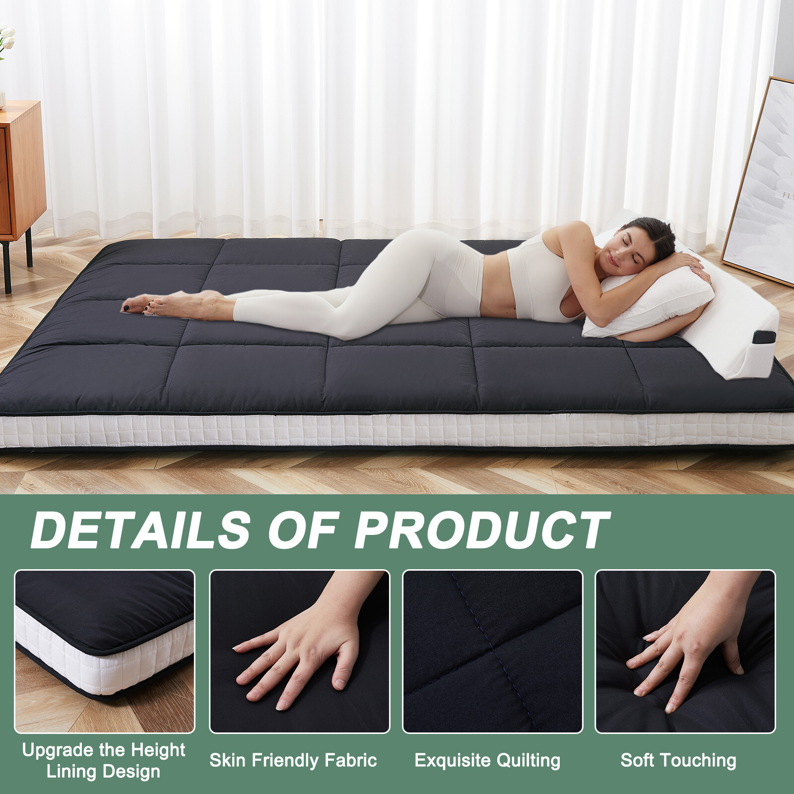 SLSY Futon Mattress, Japanese Floor Mattress Quilted Bed Mattress Topper Mat