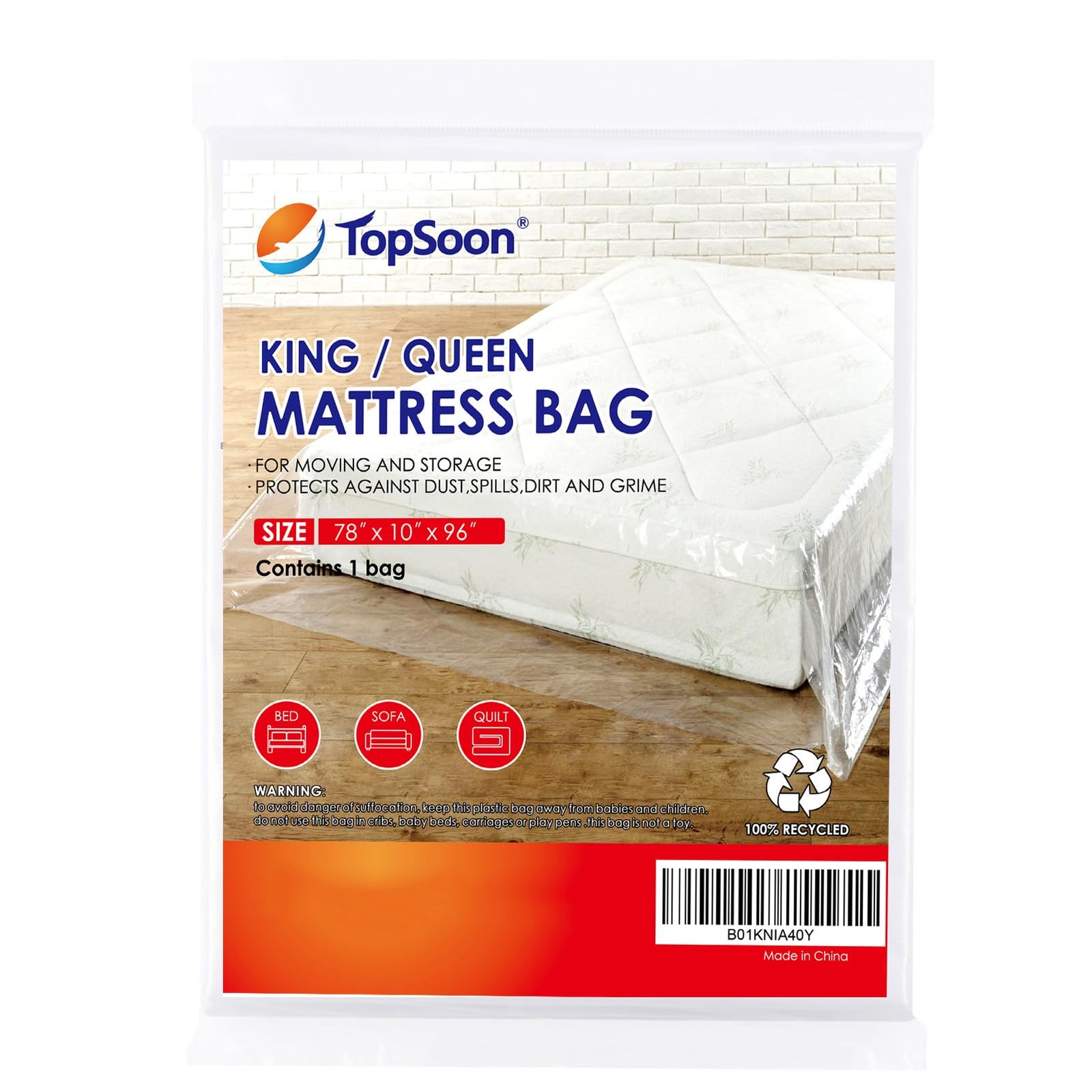 Mattress Storage Bag Disposal King Queen Size Clear Plastic Cover