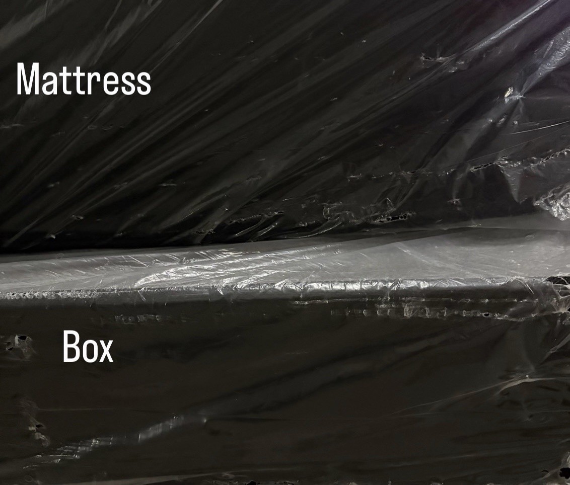 Queen Medium Mattress & Box Spring Set, Black Plaid, Bedroom, Rectangle