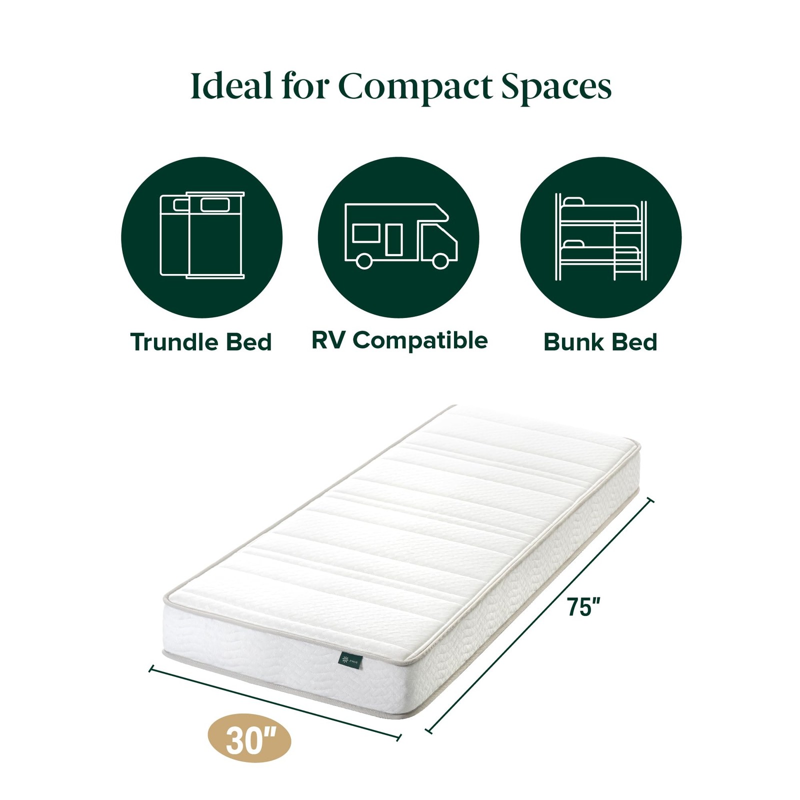 30×75 Inch Narrow Twin Hybrid Mattress 6 Inch Foam Spring Medium Firm