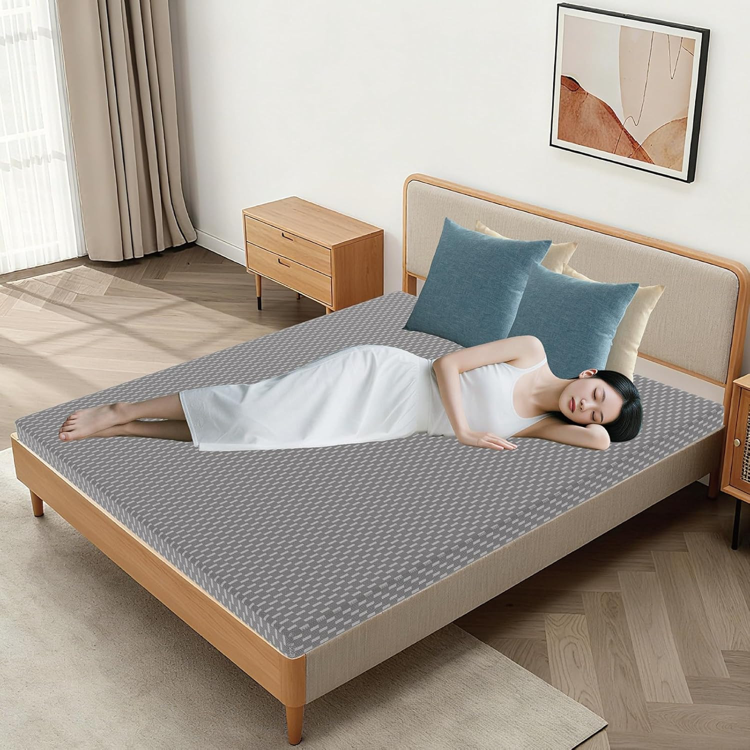 King 3-Inch Memory Foam Mattress – Soft, Medium Firm, Pressure Relief, Grey