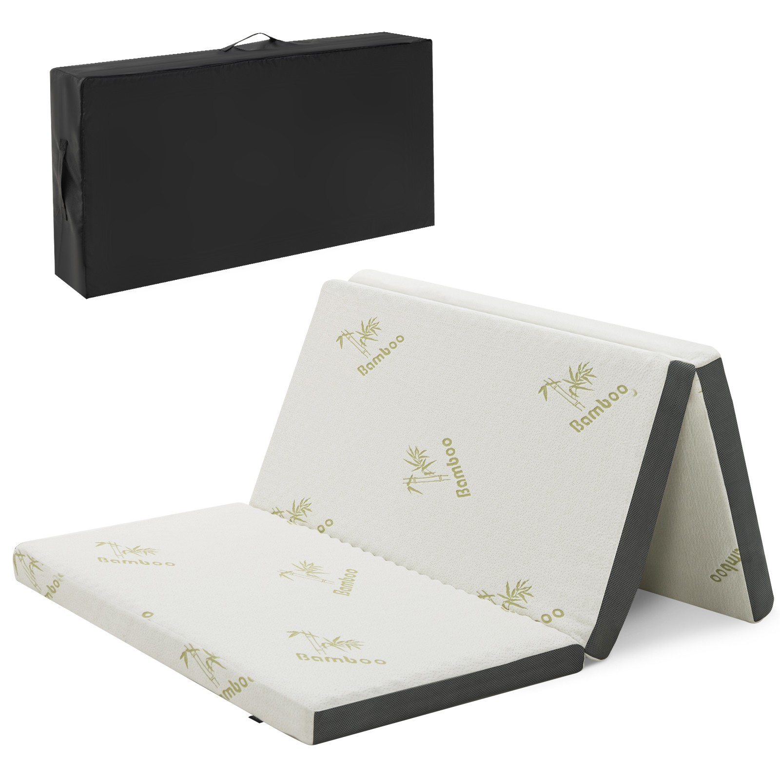 FULL 3″ Tri-fold Memory Foam Floor Mattress Topper Portable w/ Carrying Bag