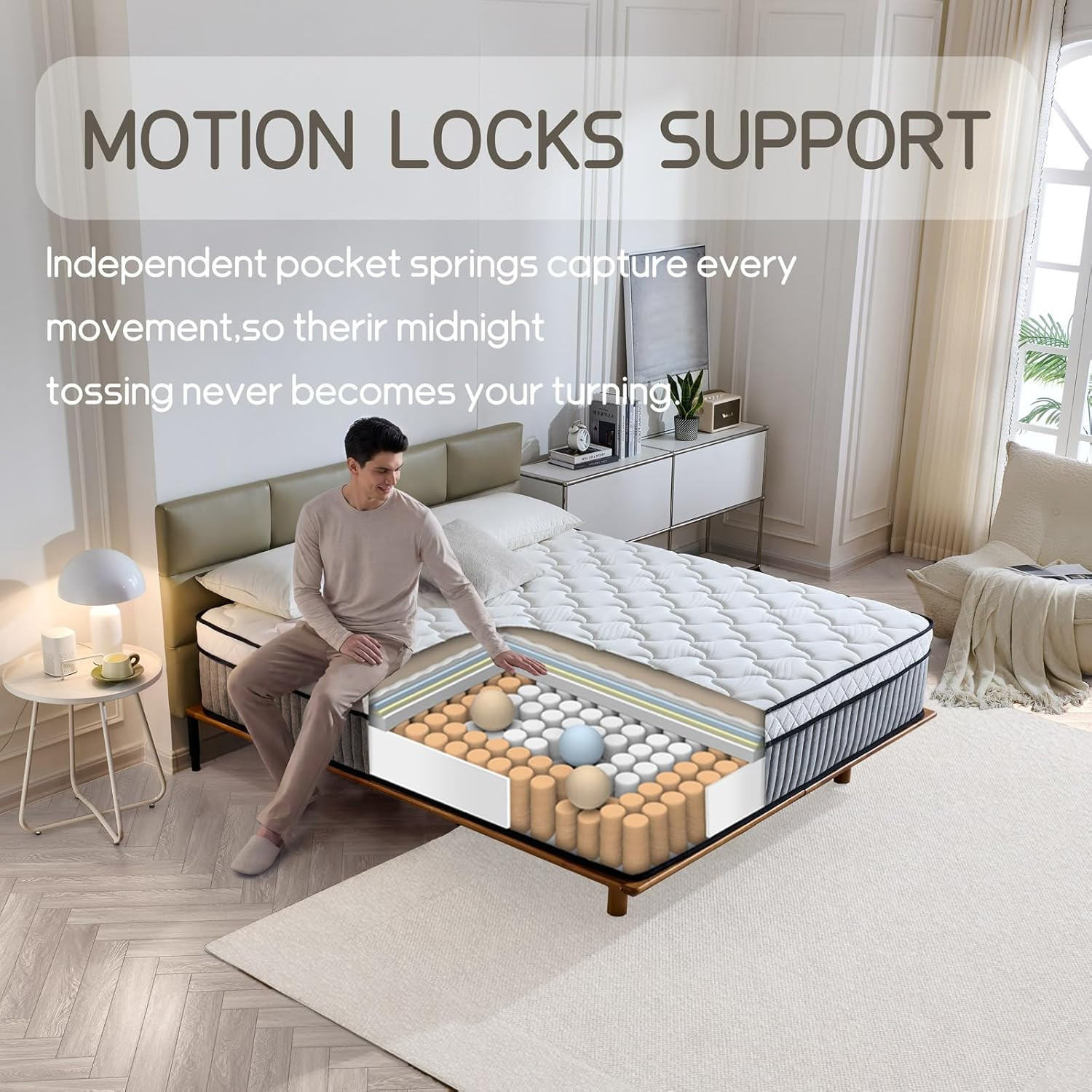 10 Inch Twin Hybrid Mattress with Memory Foam & Pocketed Coils – Medium Firm
