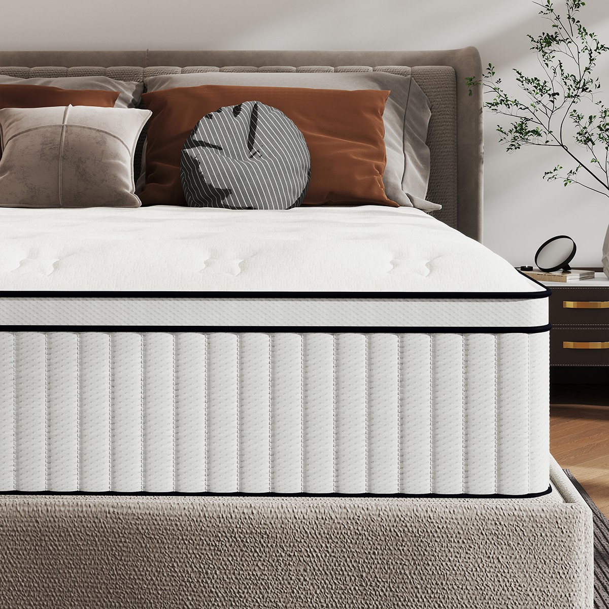 12″/14″ Twin Full Queen King Size Mattress Hybrid Spring Gel Memory Foam White