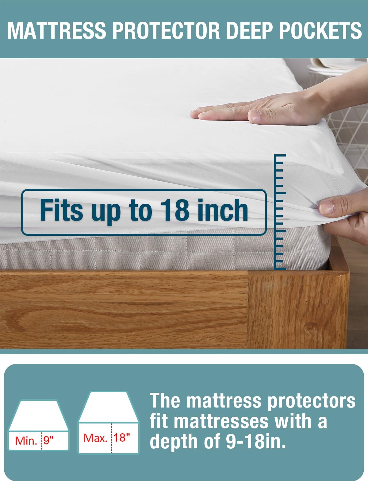 Bedecor Queen Waterproof Mattress Protector,Pee and Liquid Proof Queen, White