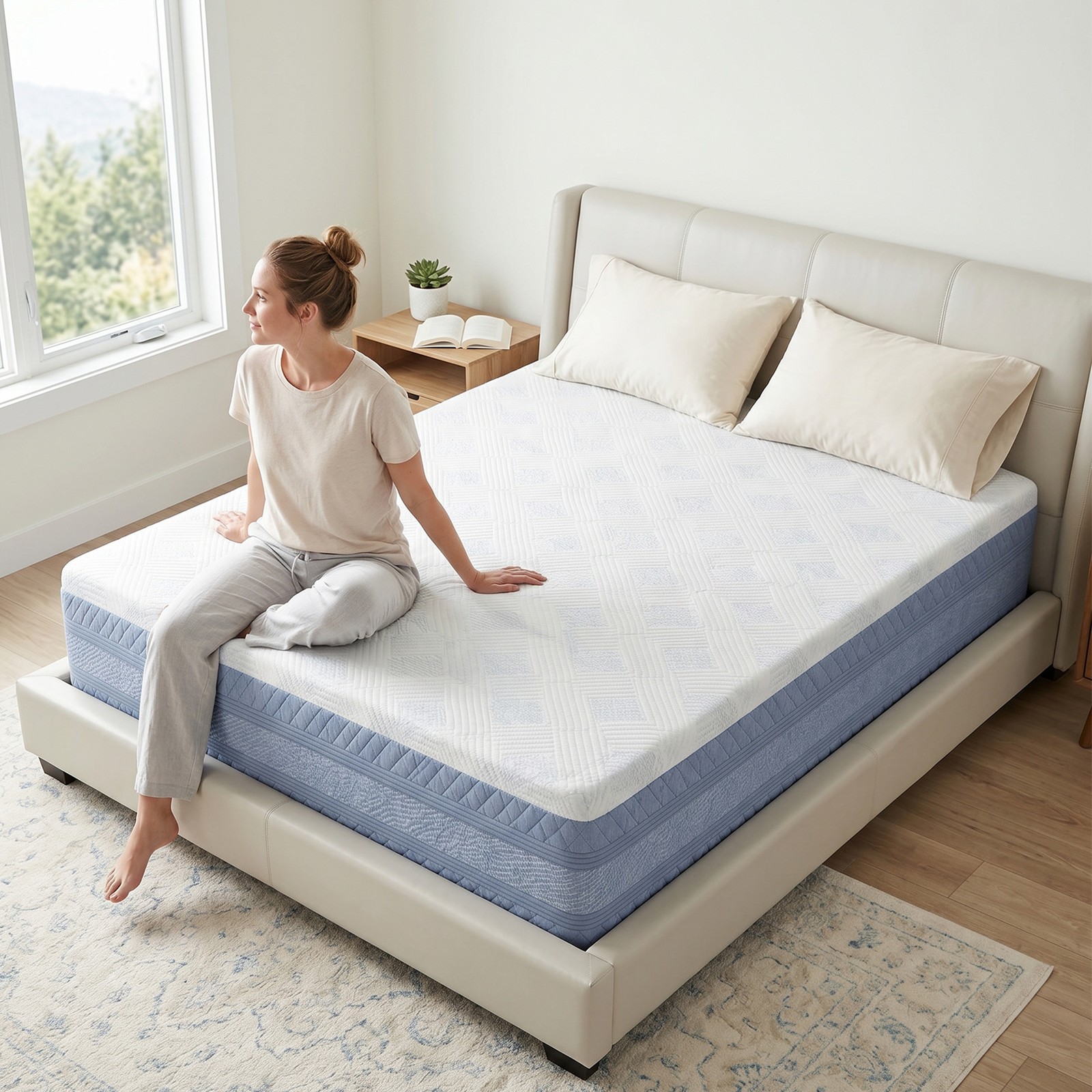 Queen Mattress 14 Inch Healthy Safe Foam Bed for Adults Kids Sleeping Use