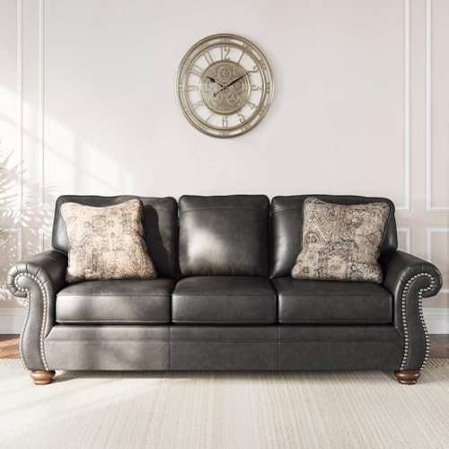 Signature Design by Ashley Chatterton Rustic Faux Leather Queen Sofa Grey