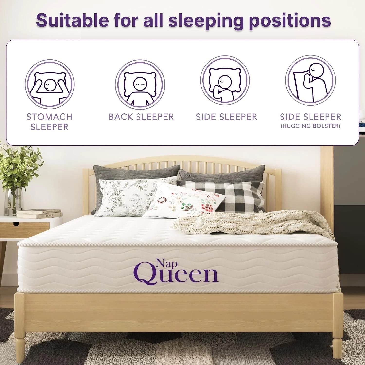 8 Inch Innerspring Queen Size Medium Firm Memory Foam Mattress, Bed in a Box,…