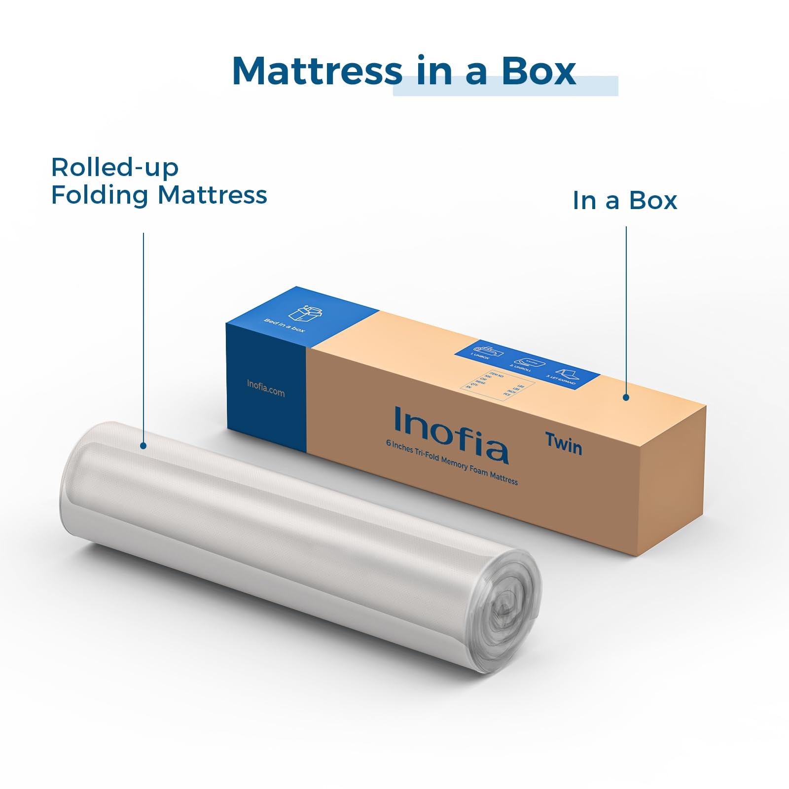 Full Folding Mattress, 6 Inch Trifold Memory Foam Mattress with Ultra Soft Re…