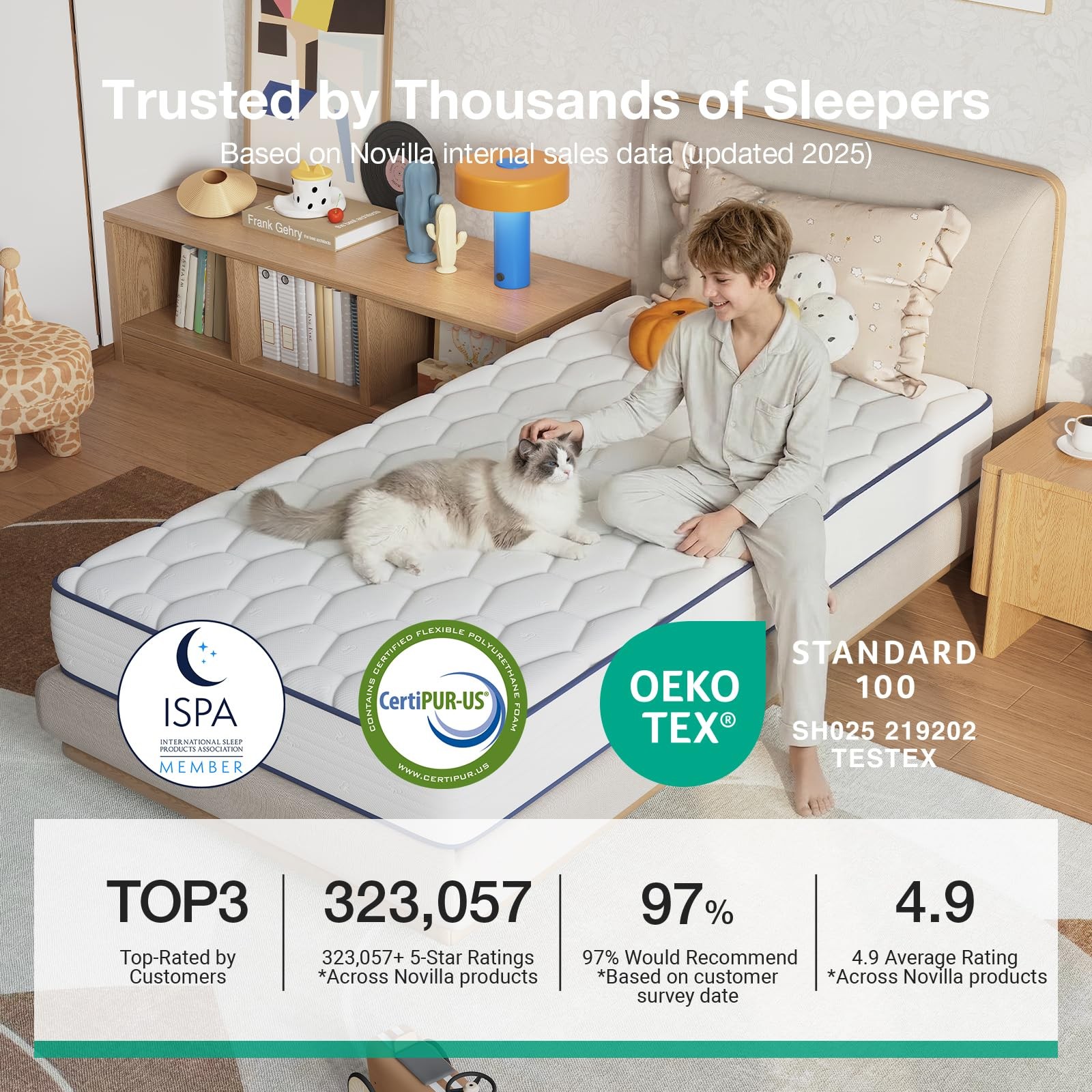 Novilla 8 inch Twin Mattress for Kids,Foam and Spring Hybrid Mattresses Twins…