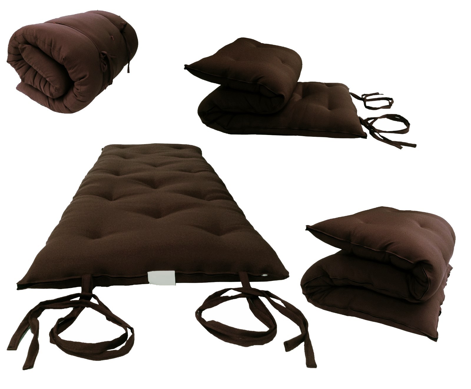 Brown Queen Size Japanese Floor Rolling Futon Mattress, Thai Mat 3″ x 60″ x 80″