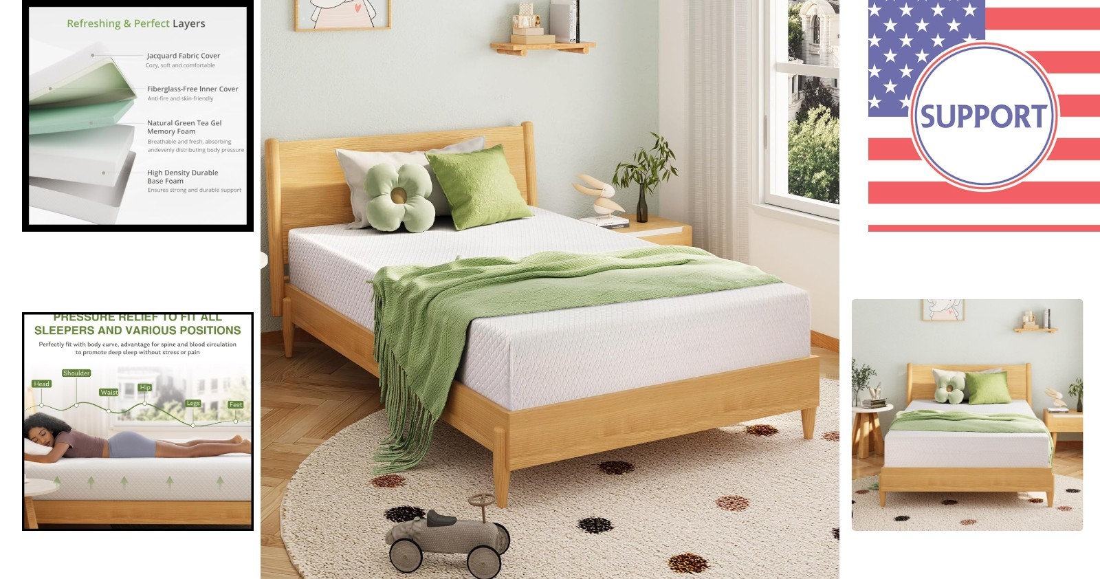 Medium Firm Twin Mattress for Kids – Pressure Relief & Cooling Gel 75»L x 38»W