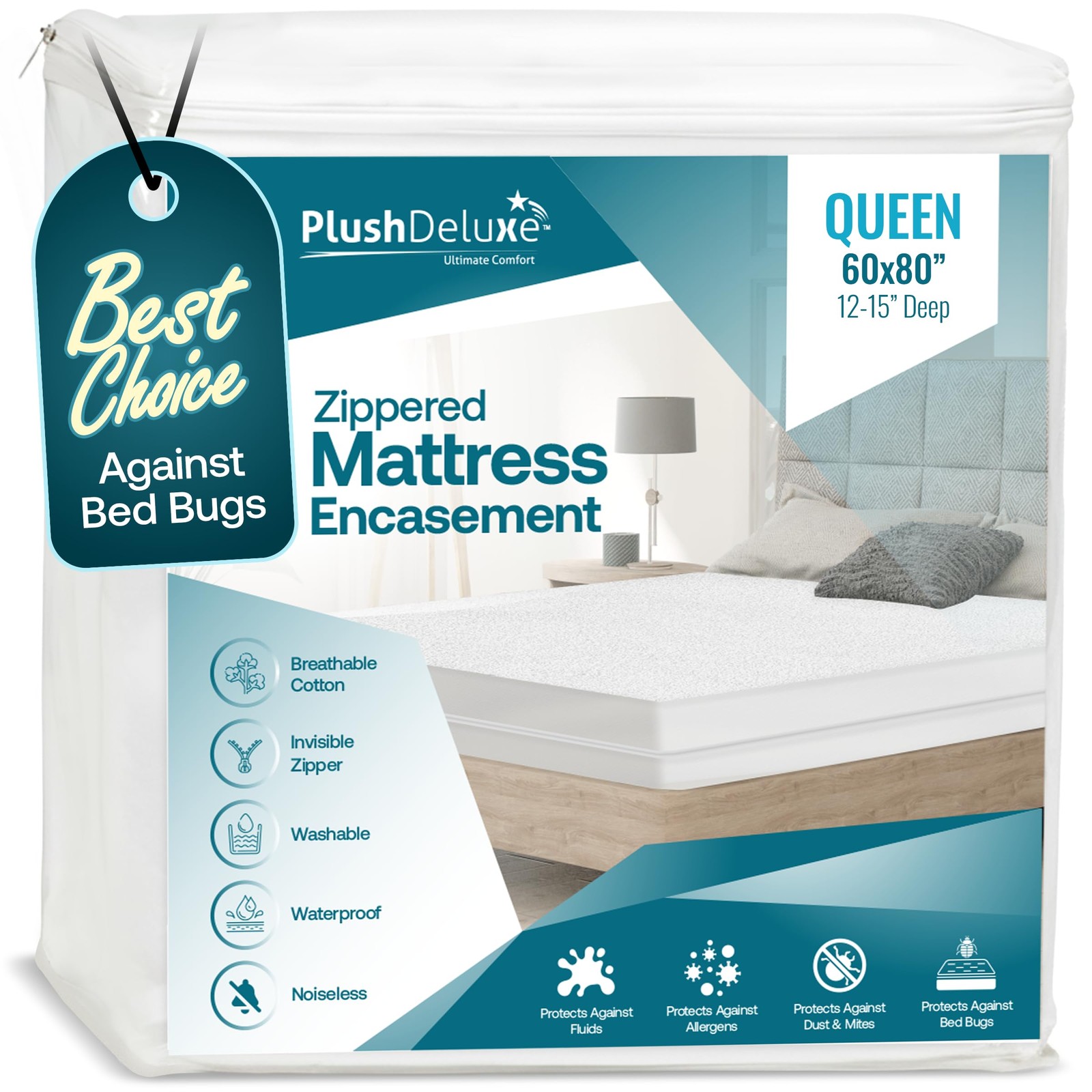 Premium 100% Waterproof Mattress Encasement, Breathable Soft Cotton Terry Sur…