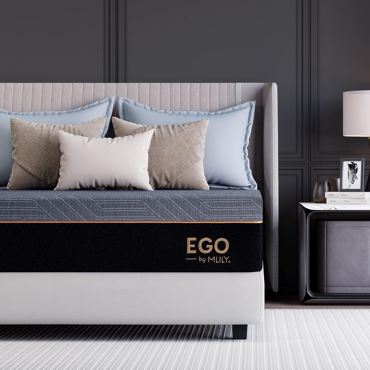 EGO Copper Queen 12″ Memory Foam Mattress, Gel-Infused, Medium Plush, Dark Gray