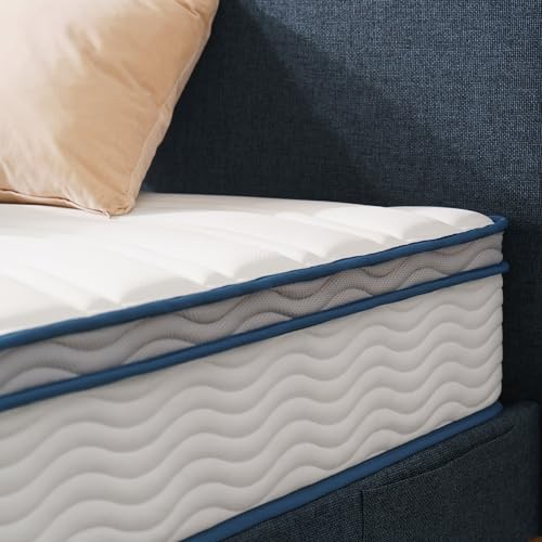 ZINUS 8 INCH SPRING SPRING SENSATION HYBRID MATTRESS, FULL, YOUTH – WHITE