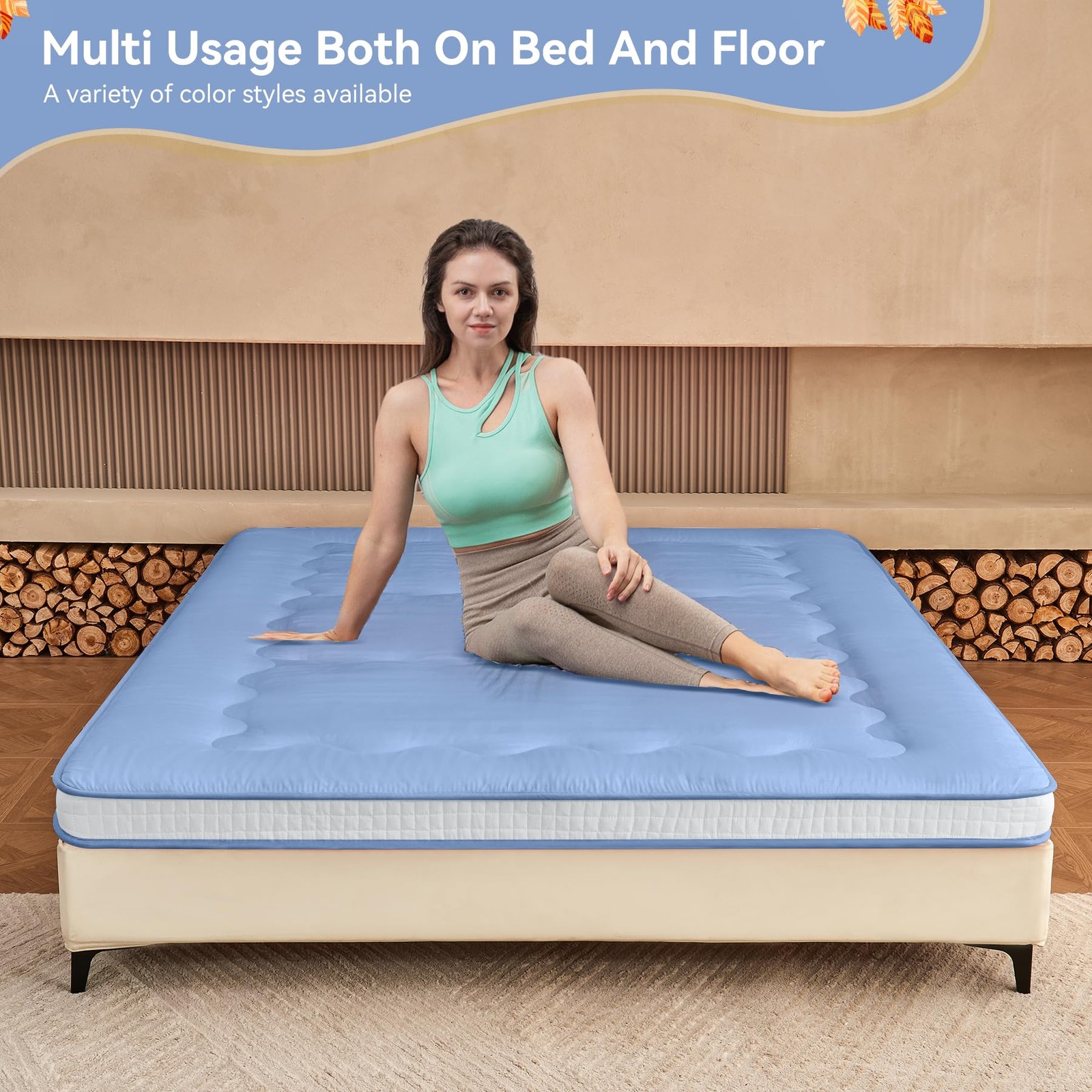 Japanese Floor Futon Mattress Extra Thick Folding Roll Up Bed Topper Mat for …