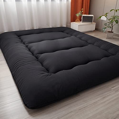 Japanese Floor Mattress Futon Mattress, Thicken Tatami Mat Sleeping Full Black
